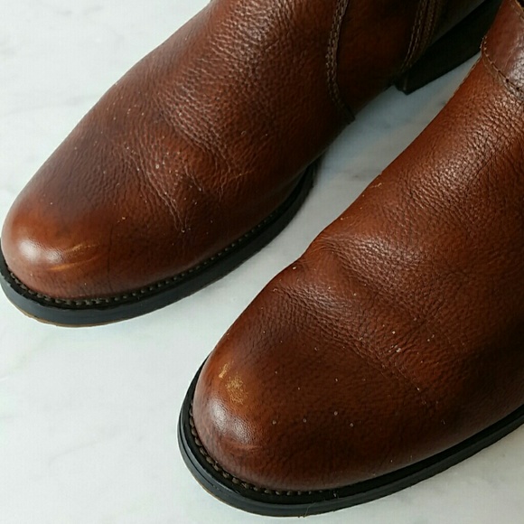Miz Mooz Brown Leather Boots w/ Gold Buckle Detail - Picture 4 of 8